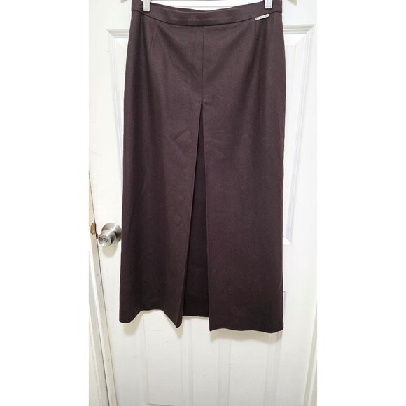 VTG Geiger Collections Brown Winter Maxi Skirt Front Pleat & Rear Button Closure - Picture 2 of 8